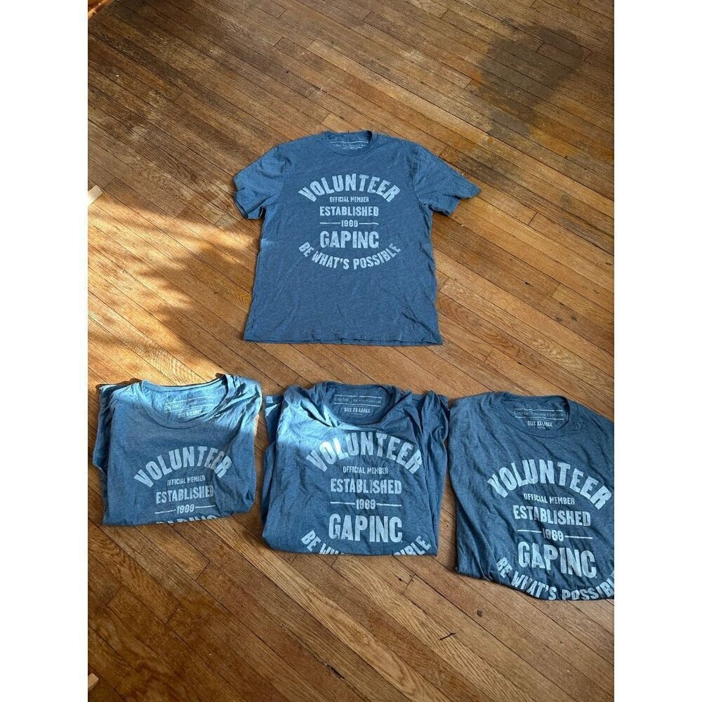4 Volunteer GAP t-shirts sizes Small, Medium & X-large 2X-large